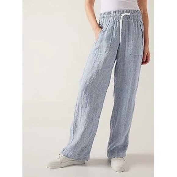 ATHLETA Women's Cabo Linen Wide Leg Pant Size 6 In Chambray Blue - Picture 1 of 13